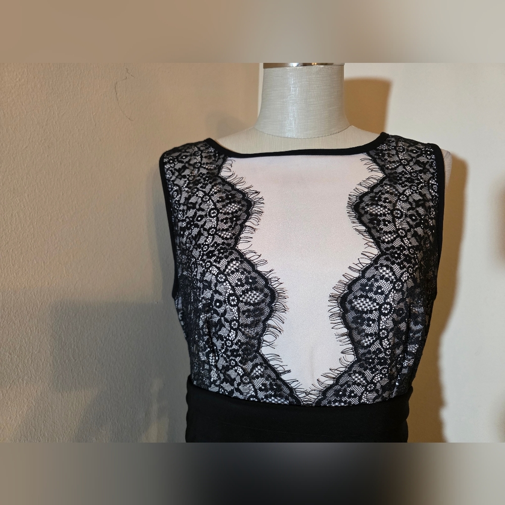 Dress Barn Black Lace Sleeveless Midi Dress. Sz 6 - Picture 2 of 5